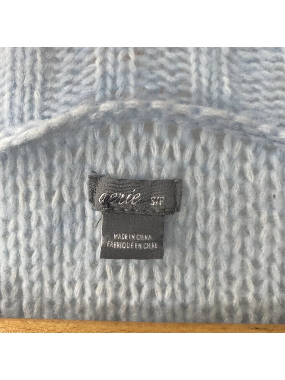 Aerie Cable Knit Wool-Blend Oversized Sweater Baby Blue Size S